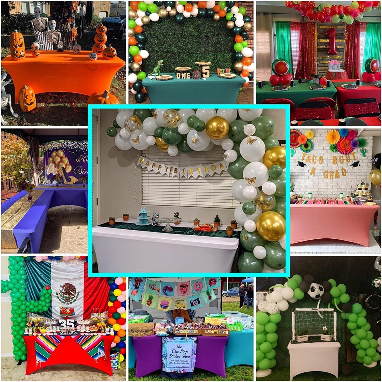 2 Pack 6FT Table Cloth for Rectangular Fitted Events Stretch Black Table Covers Washable Table Cover Spandex Tablecloth Table Protector for Party, Wedding, Cocktail, Banquet, Festival - Image 6