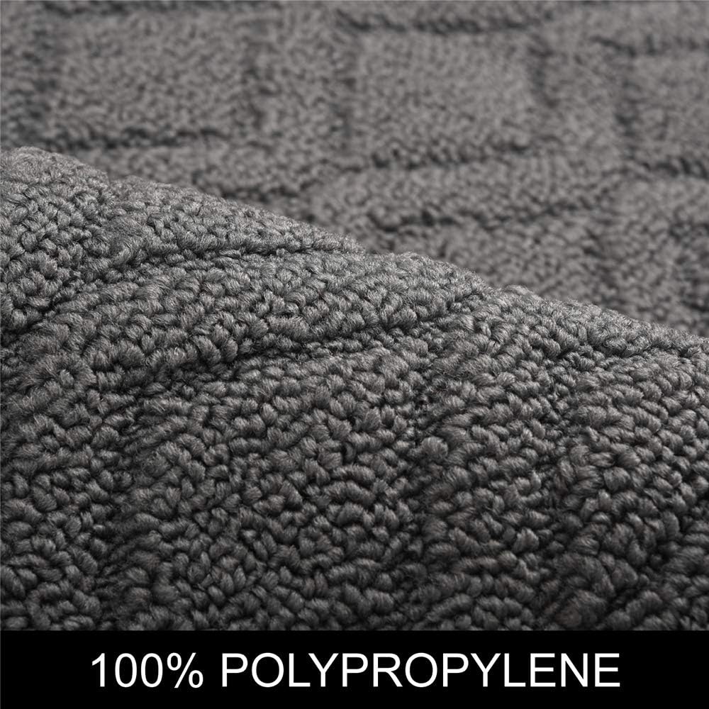 COSY HOMEER 48x20 Inch/30X20 Inch Kitchen Rug Mats Made of 100% Polypropylene 2 Pieces Soft Kitchen Mat Specialized in Anti Slippery and Machine Washable (Grey) - Image 3