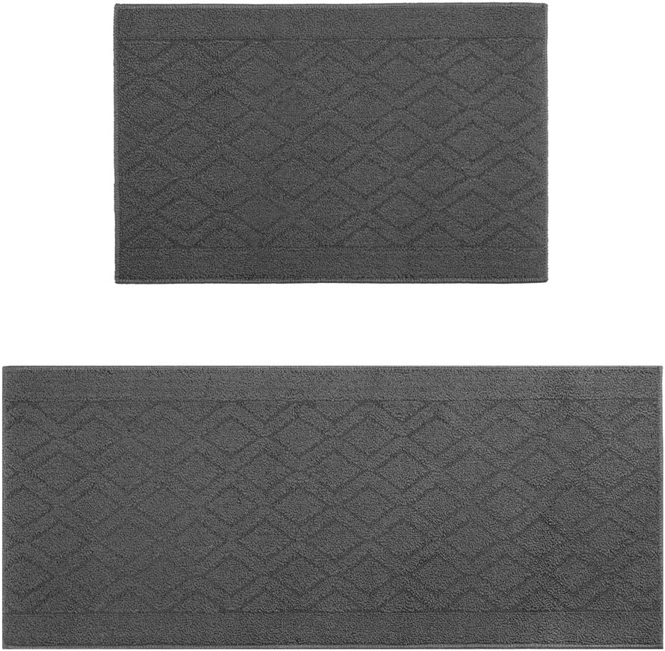 COSY HOMEER 48x20 Inch/30X20 Inch Kitchen Rug Mats Made of 100% Polypropylene 2 Pieces Soft Kitchen Mat Specialized in Anti Slippery and Machine Washable (Grey) - Image 5