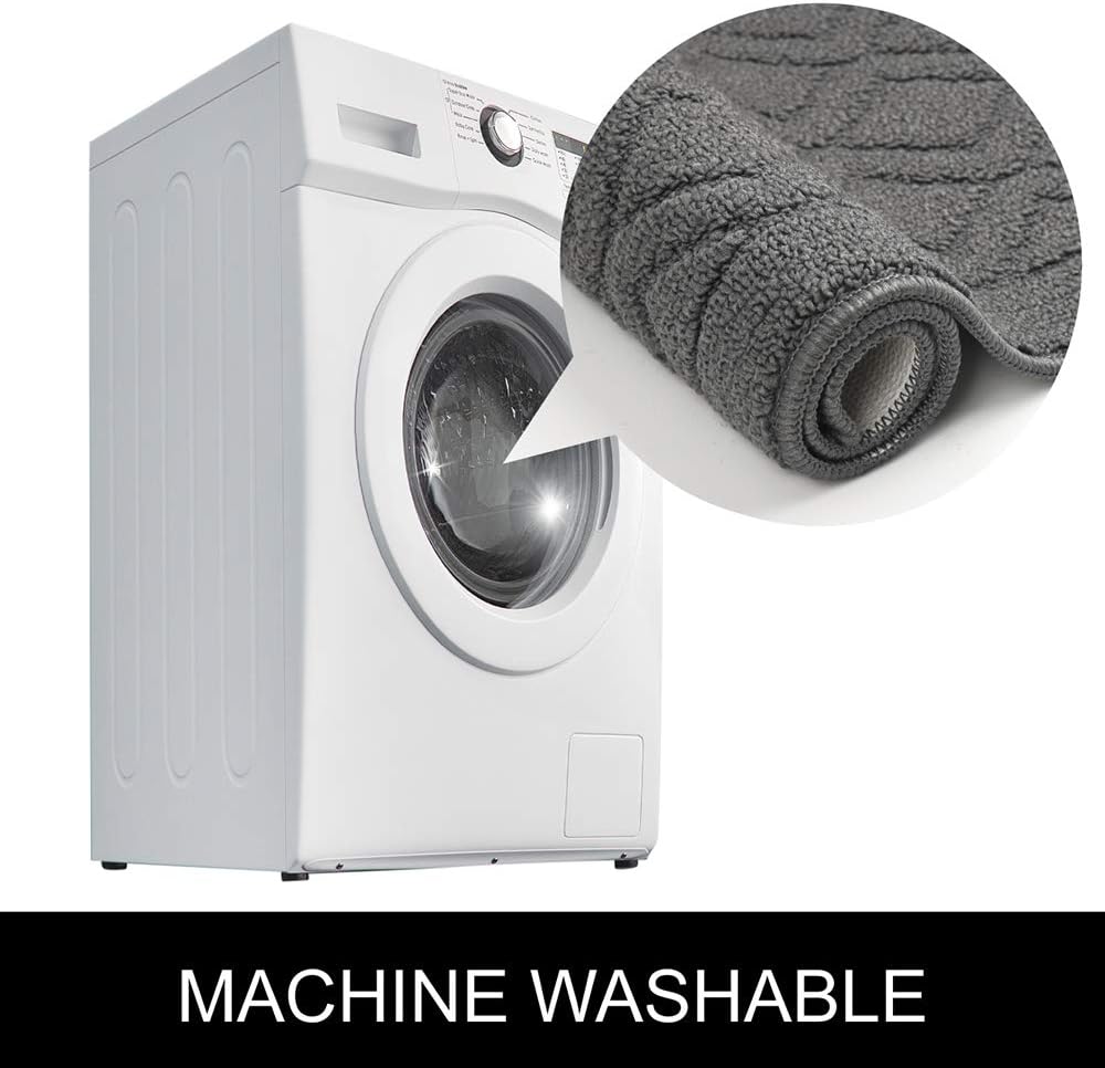 COSY HOMEER 48x20 Inch/30X20 Inch Kitchen Rug Mats Made of 100% Polypropylene 2 Pieces Soft Kitchen Mat Specialized in Anti Slippery and Machine Washable (Grey) - Image 6