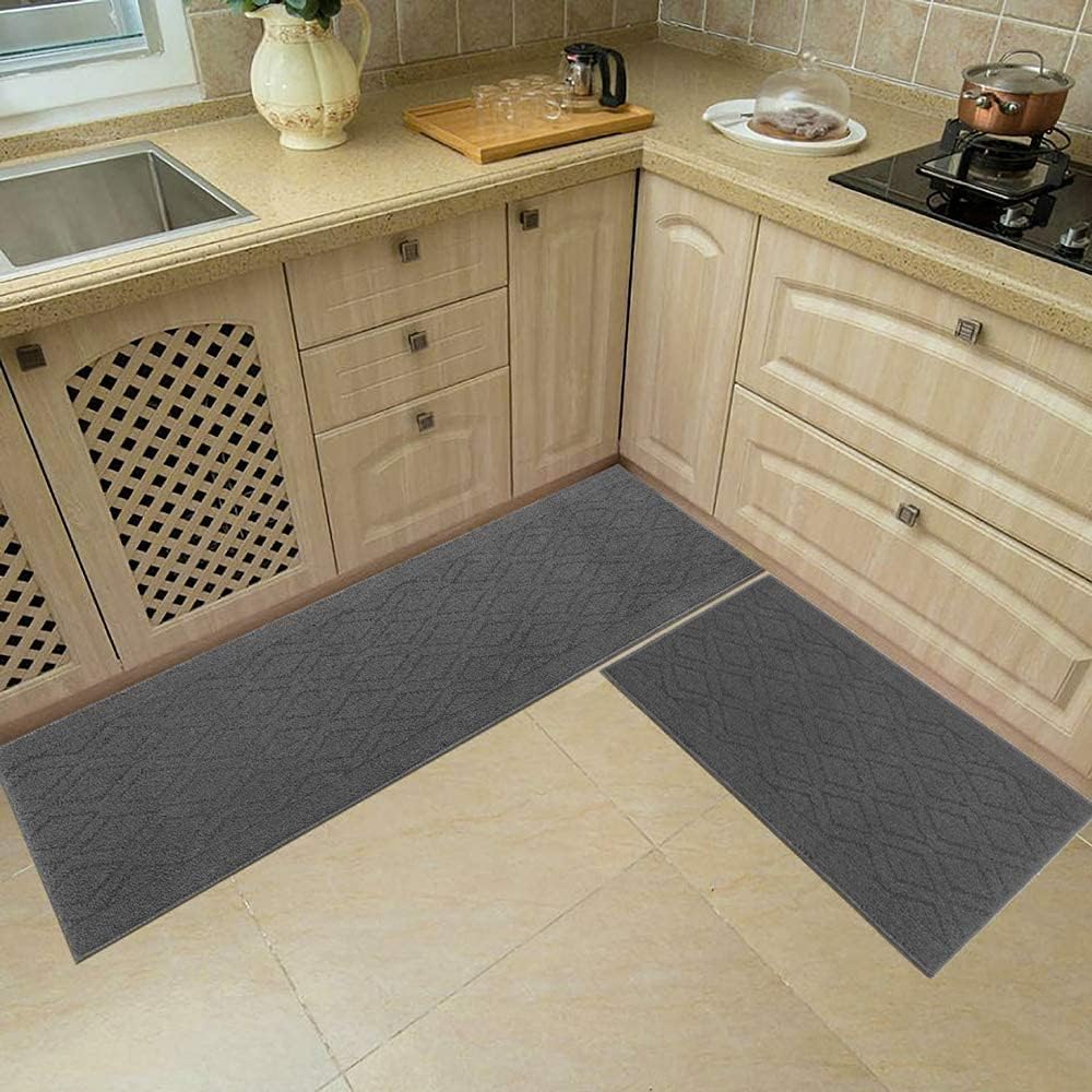 COSY HOMEER 48x20 Inch/30X20 Inch Kitchen Rug Mats Made of 100% Polypropylene 2 Pieces Soft Kitchen Mat Specialized in Anti Slippery and Machine Washable (Grey) - Image 7