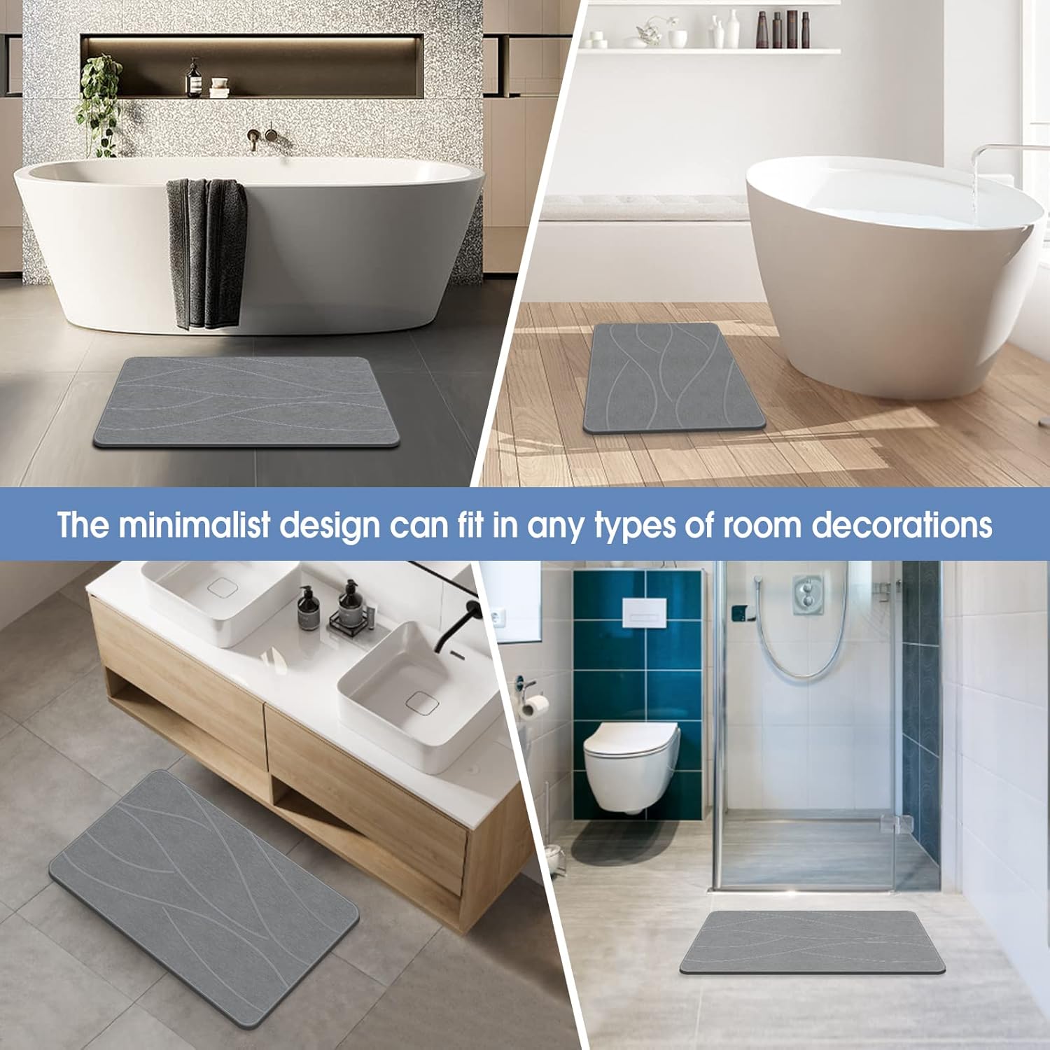 Stone Bath Mat Diatomaceous Earth Bath Mat Non-Slip Super Absorbent Stone Bath Mats for Bathroom Quick Drying Diatomite Stone Shower Mat Large Natural Easy to Clean(23.6×15.4" Gray) - Image 5